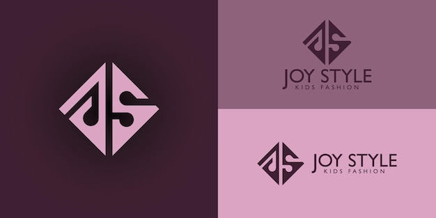 Vector abstract initiële letter js of sj logo in zachte roze kleur geïsoleerd op meerdere achtergrondkleuren