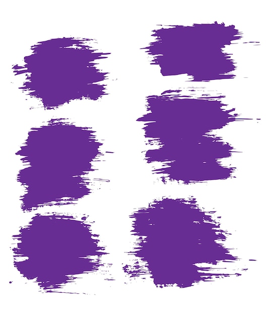 Abstract ink blot grunge brush stroke purple color splash distressed texture background collection