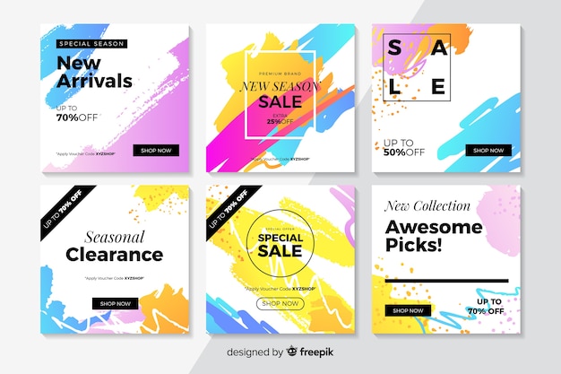 Vector abstract instagram sale post collection