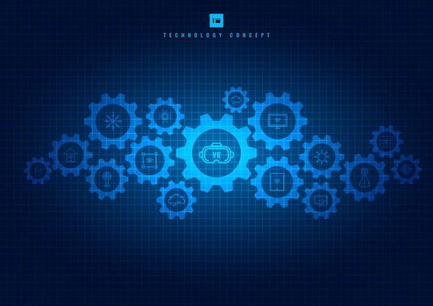 統合された抽象的な歯車とアイコン技術