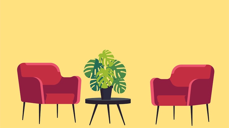 Vector abstract interior office furniture illustrative background