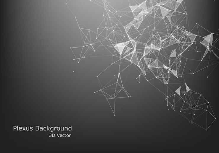 Vector abstract internet connection and technology graphic design.  computer geometric digital connection structure. futuristic black abstract grid. plexus with particles.