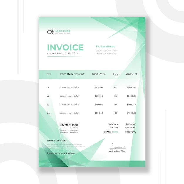 Abstract invoice template vector design