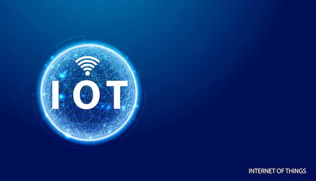 Abstract IoT Internet of Things Blue background image circle digital network concept connected to the Internet or M2M Machine to Machine Industrial IoT Commercial IoT