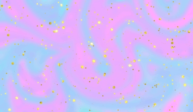 輝くゴールドのキラキラと抽象的な虹色のホログラフィック背景