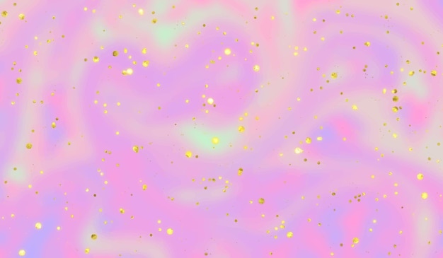 Vector abstract iridescent holographic background with shining gold glitter
