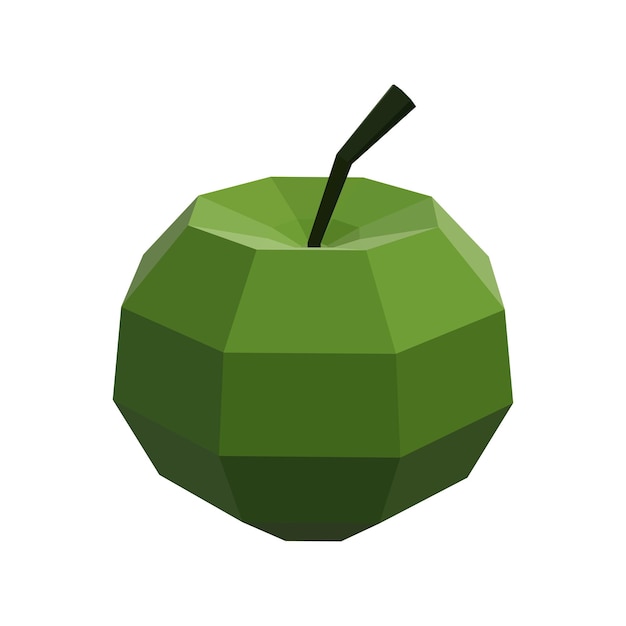 Абстрактное изолированное зеленое яблоко на белом фоне, полигональное яблоко, низкополигональное яблоко, вектор