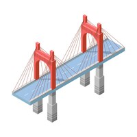 向量文摘等距三维桥镇城市城市基础设施隔离向量的设计风格