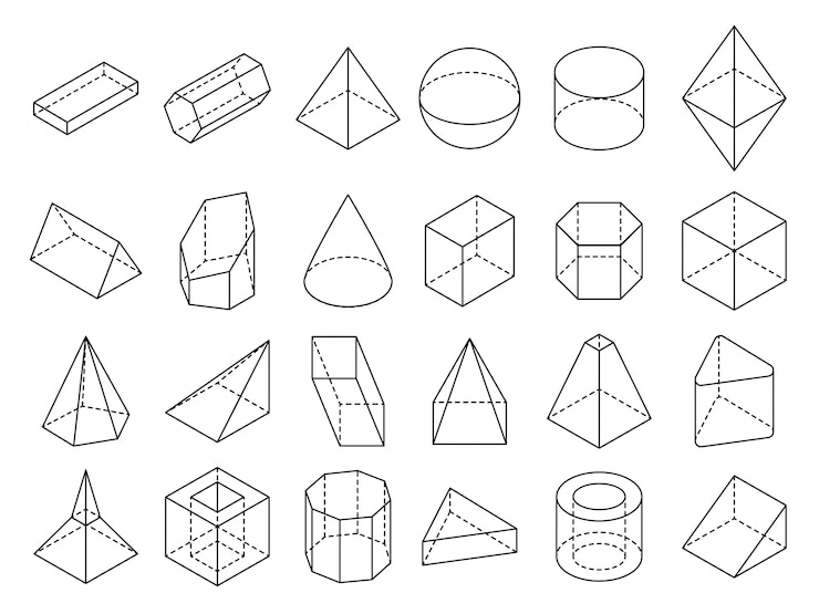 वेक्टर abstract isometric 3d geometric outline shapes  set