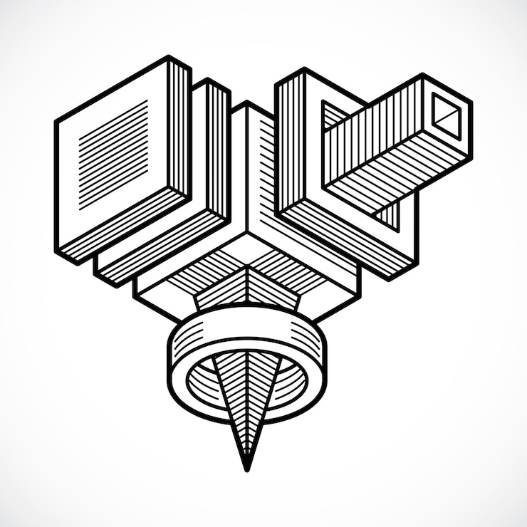 Vector abstract isometric construction, vector.