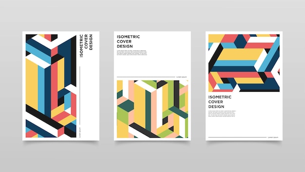 Abstract Isometric Shapes Cover Design. Colorful design illustration.