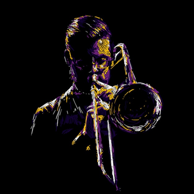 Vector abstract jazz trumpet player illustration