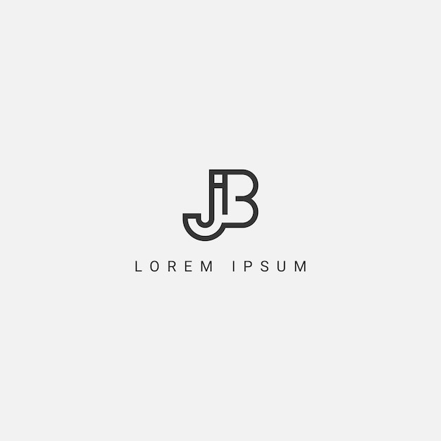 Abstract JB BJ letter logo design Flat vector logo design template