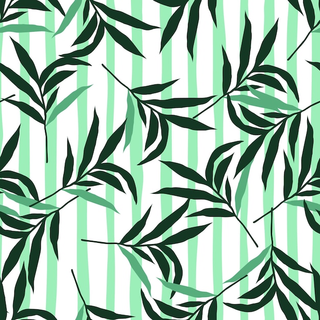 Abstract jungle palm leaf seamless pattern Stylized tropical palm leaves wallpaper Design for printing textile fabric fashion interior wrapping paper Vector illustration