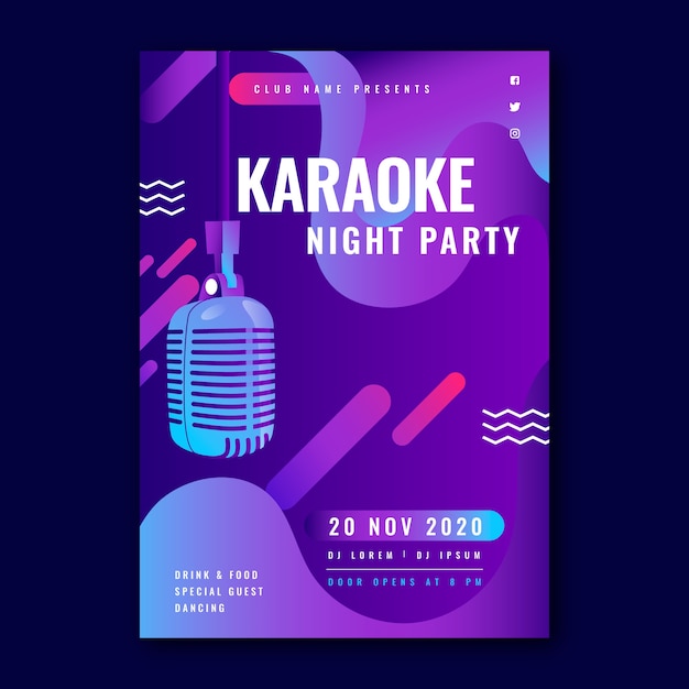 Vector abstract karaoke party flyer template