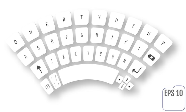 ベクトル アルファベットボタン付きのスマートフォンまたはタブレットpc用の抽象的なキーボード。ベクトル現代キーボード