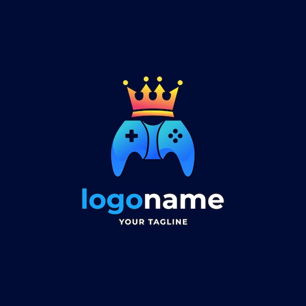 Vector abstract king game gradient minimalist logo