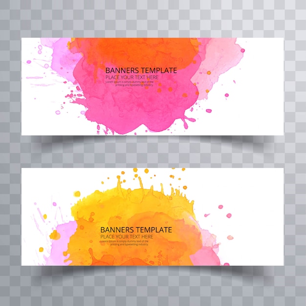 Vector abstract kleurrijk aquarel header ingesteld ontwerp