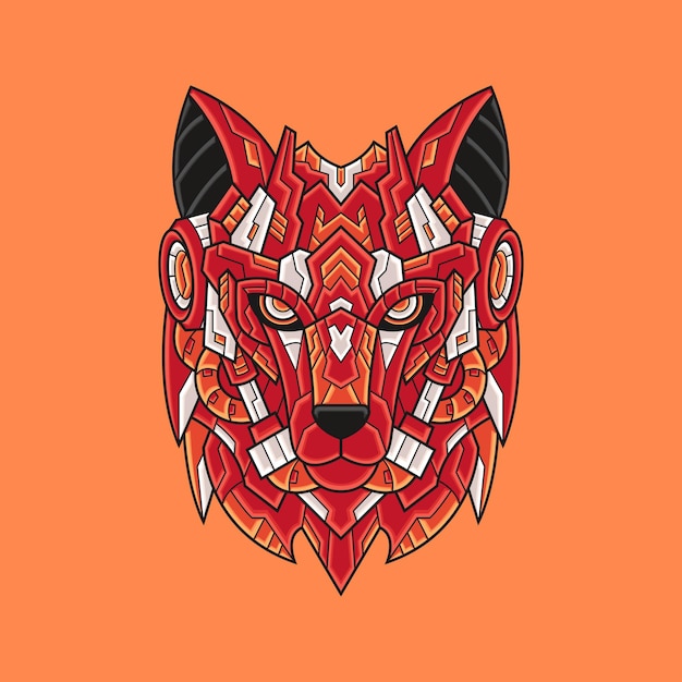 Abstract kleurrijk geometrisch ornament krabbel wolf illustratie tribal cartoon concept vector geschikt voor logo behang banner achtergrond kaart boek illustratie tshirt ontwerp sticker cover