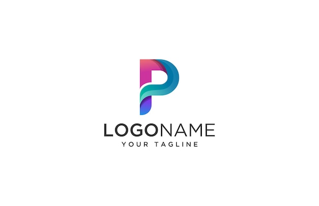 Abstract kleurrijk letter p logo pictogram voor huisstijl ontwerp geïsoleerd op een witte achtergrond