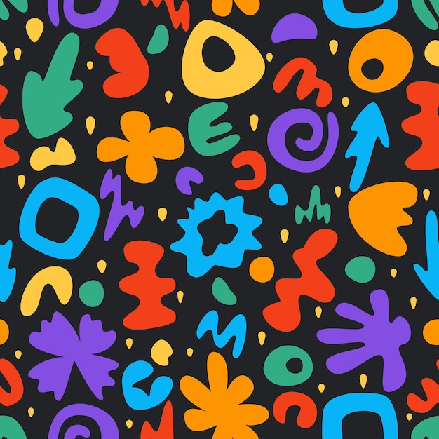 abstract kleurrijk patroon met doodle elementen set hand getrokken doodles abstracte bloemen in blauw