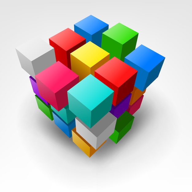 Abstract kleurrijk stuk van kubus 3D Illustratie