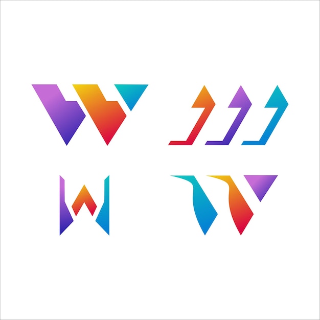 Vector abstract kleurrijk w-letterlogo