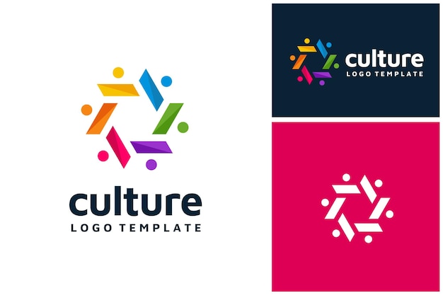 Abstract Kleurrijke mensen voor cultuur samen teamwerk eenheid logo ontwerp