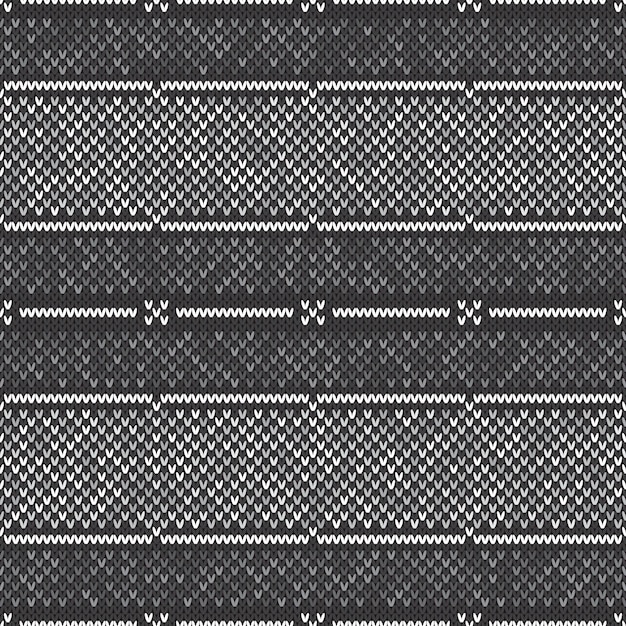 Abstract Knitted Pattern Vector Seamless Background with Shades of Gray Colors