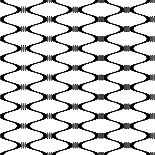 Abstract Knotted Wavy Stripes Seamless Vector Pattern Trendy Fashion Colors Monochrome Retro Pattern