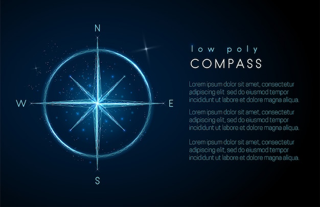 Abstract kompas pictogram. Ontwerp met lage polystijl