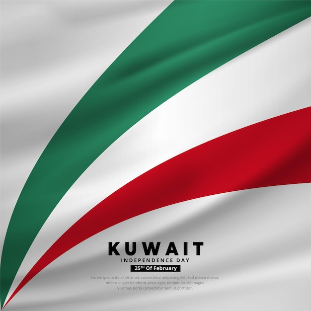 Vettore fondo astratto di progettazione di festa dell'indipendenza del kuwait con il vettore della bandiera ondulata