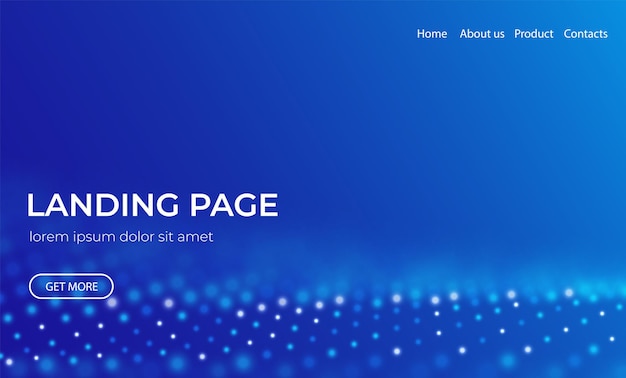 Abstract landing page background with blue particles technology vector illustration