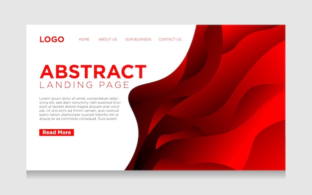 Vector abstract landing page in red color