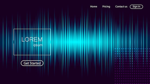 ベクトル イコライザーを持つウェブサイトの抽象的なランディングページテンプレート。