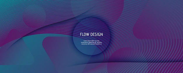 Abstract landing page template with wave lines and geometric shapes