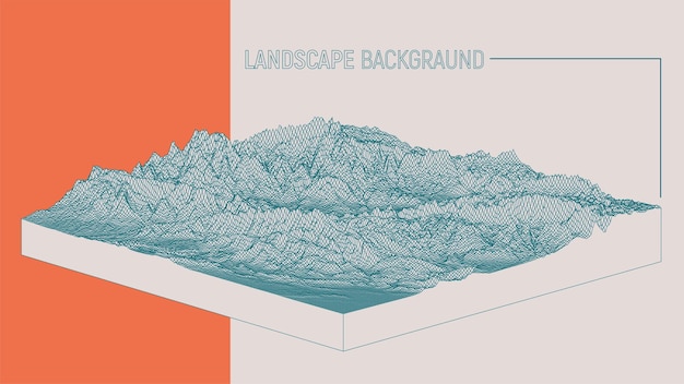 風景の背景を抽象化します。メッシュ構造。 3 d 等角投影図のベクトル図