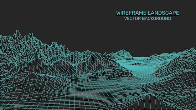 Vector abstract landscape background. mesh structure. polygonal wireframe background