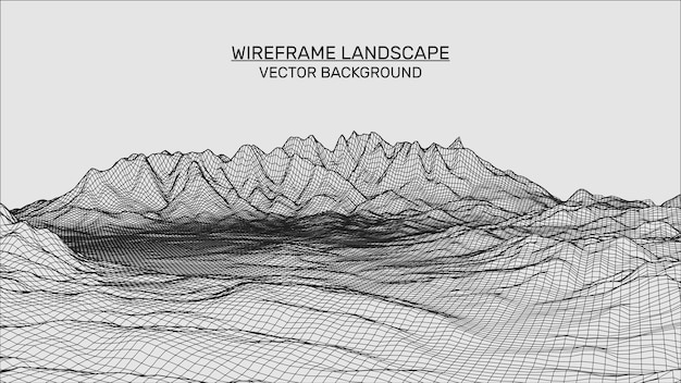 Abstract landscape background. mesh structure. polygonal wireframe background