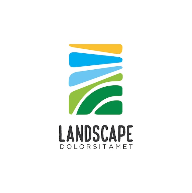 Abstract Landscape logo design Vector Illustration garden agriculture emblem