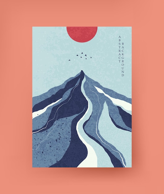 Abstract landscape in oriental style. Vector.