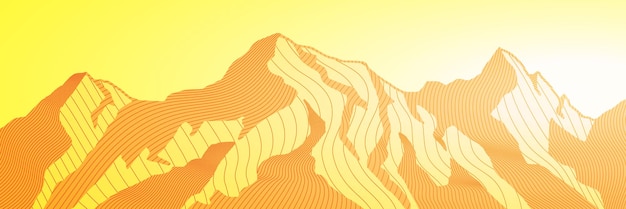 Abstract landscape stylization mountains at sunrise