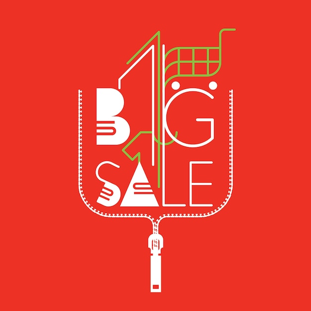 Vector abstract large sale design on a red background