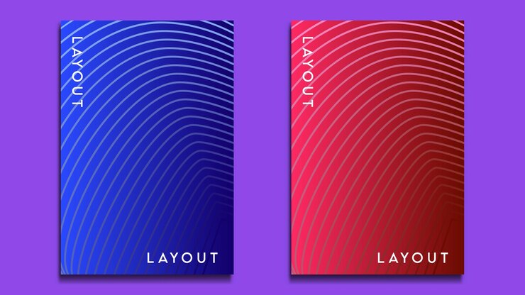 Vector abstract layout magazine cover with wavy lines and gradient color