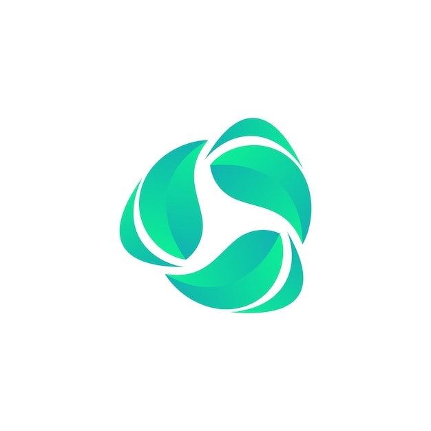 Вектор Абстрактный логотип цикла листьев, витой зеленый векторный дизайн
