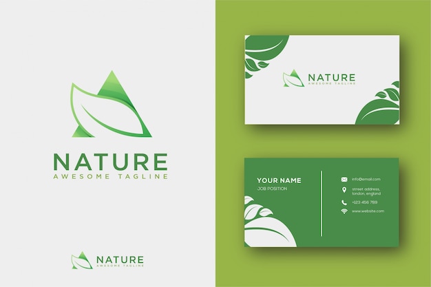 Abstract leaf logo and business card