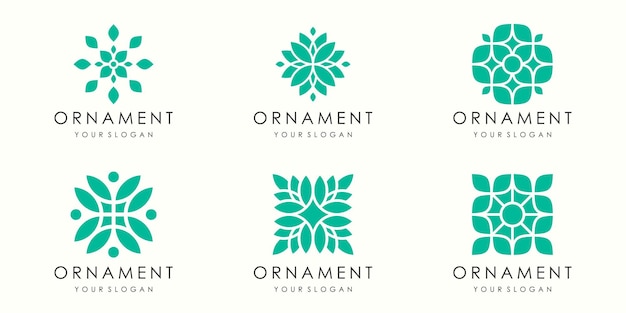 Abstract leaf ornament logo and icon set. design template vector.