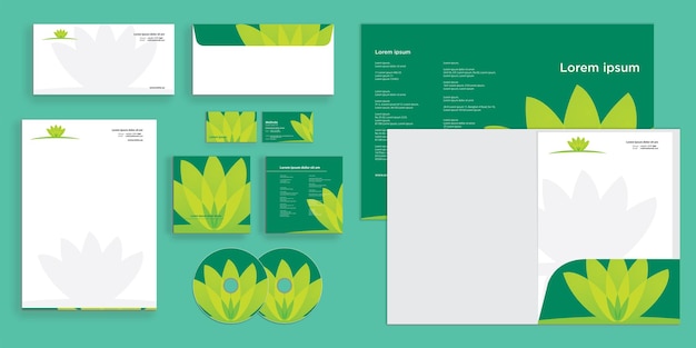 Abstract leafs flowers logo nature modern corporate business identity stationary