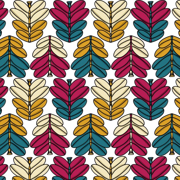 Vector abstract leaves bold color ornament seamless pattern fabric template