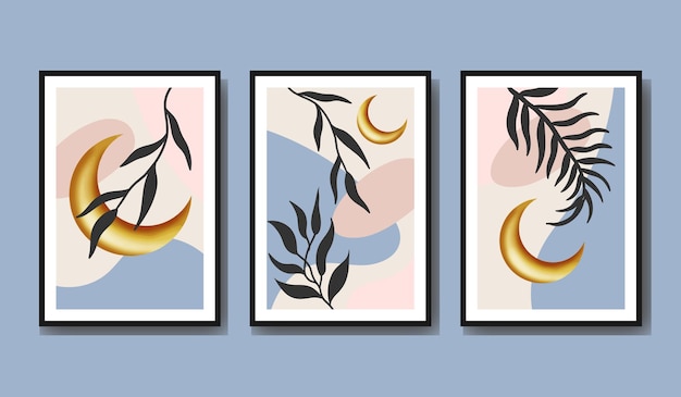 abstract leaves shape and leaf boho modern minimalist clipart